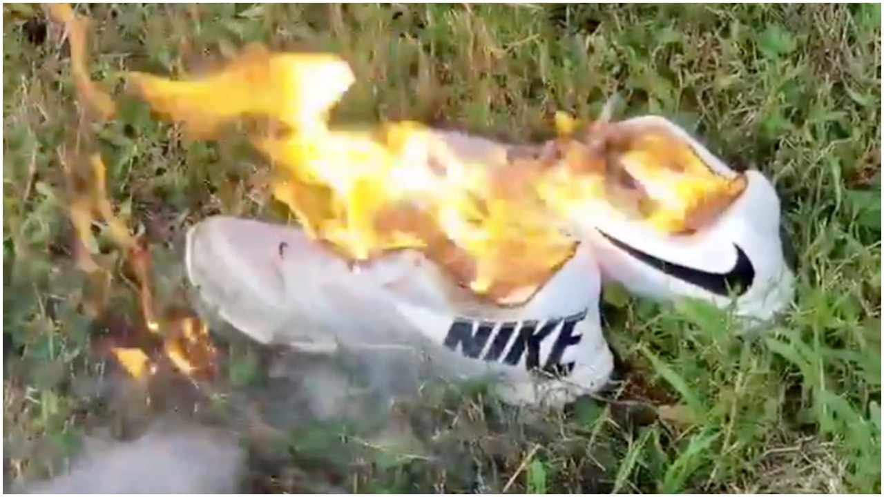 Nike on sale shoe burning