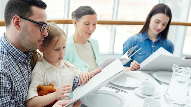 A family that has decided to go out to eat even though they might have food allergies