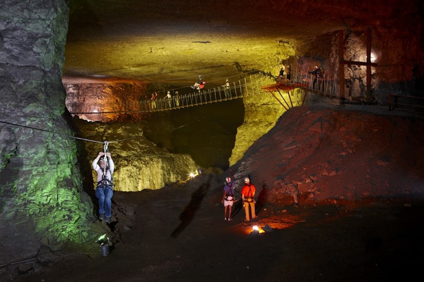 Louisville Mega Cavern and a zipline inside