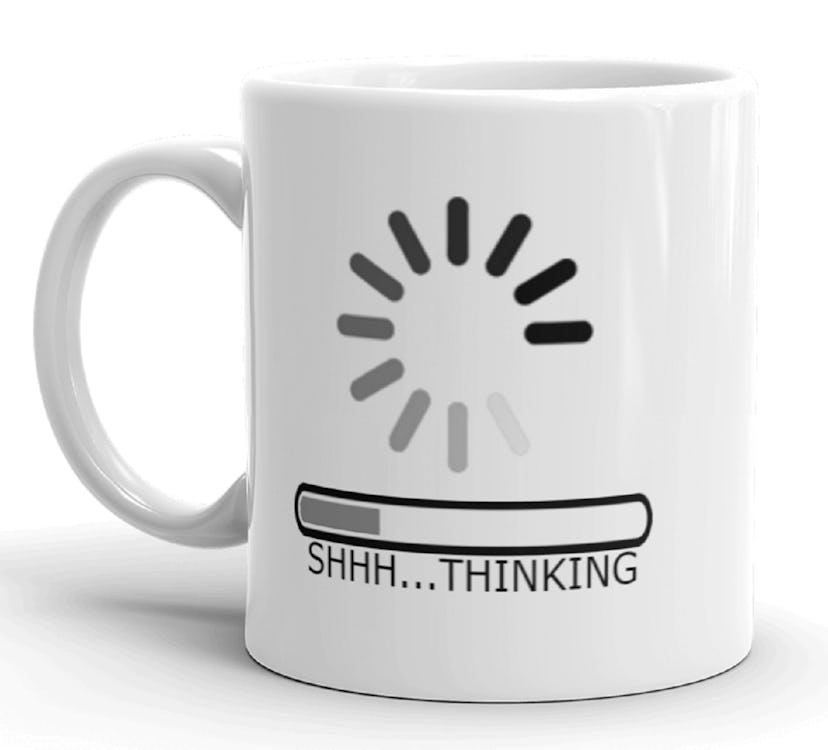 shh thinking mug