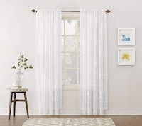 Alison Floral Lace Sheer Rod Pocket Curtain Panel