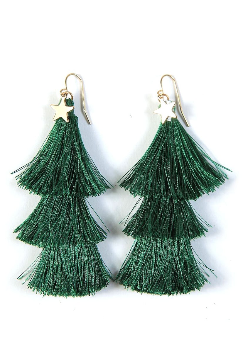 Christmas Tree Tassel Earrings