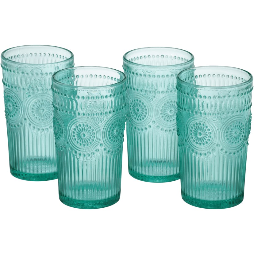 Adeline 16-Ounce Emboss Glass Tumblers