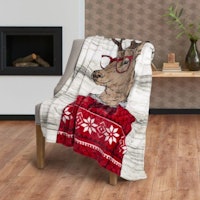 Reindeer Flannel Throw Blanket