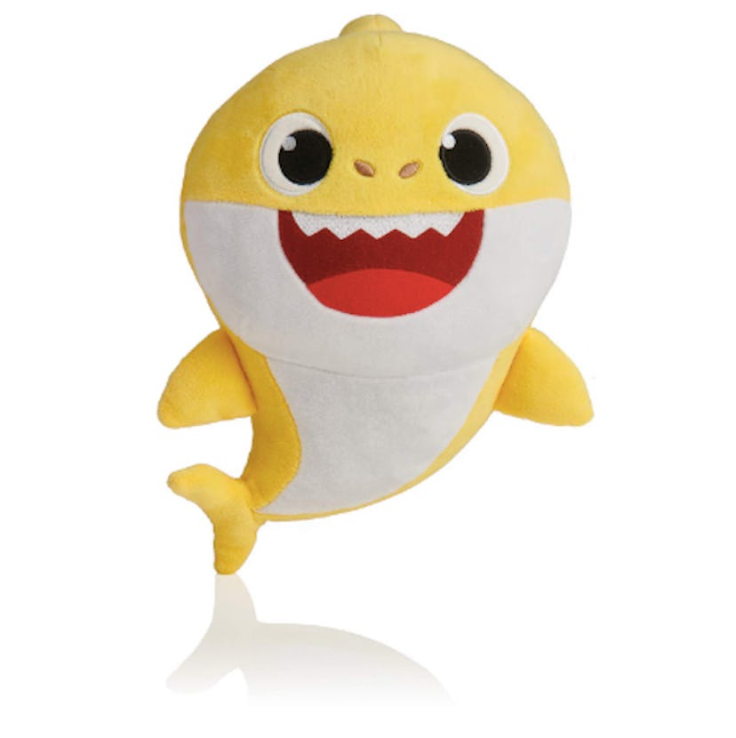 A yellow singing "Baby Shark" plush