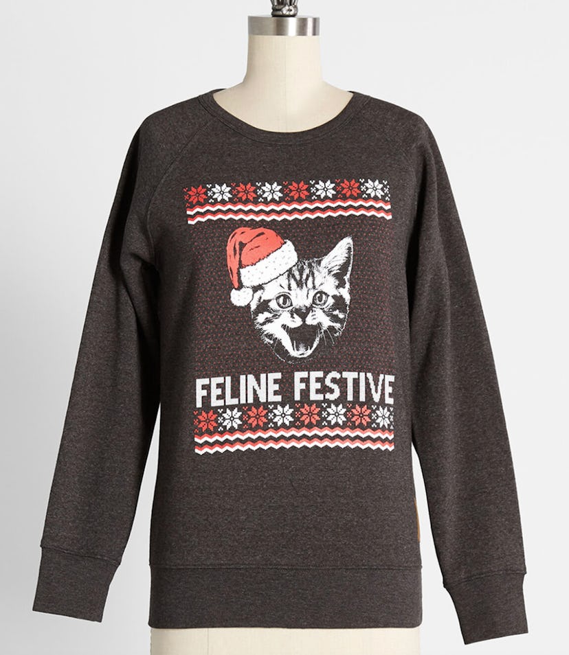 Feline Festive Ugly Christmas Sweater