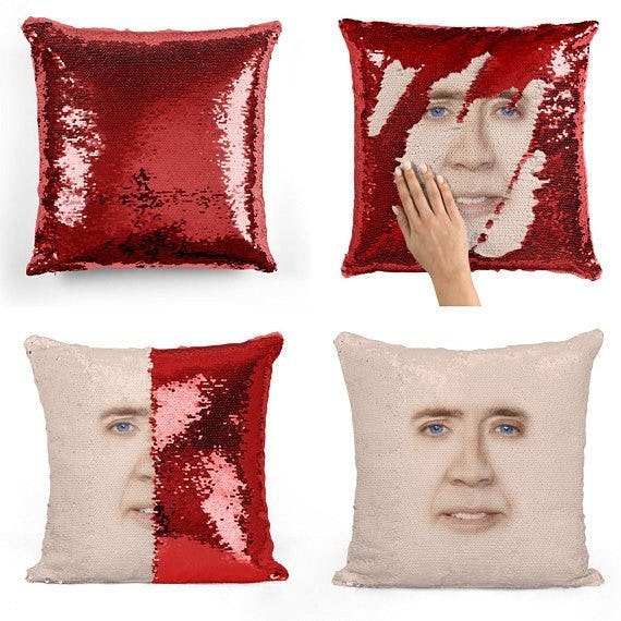 Nick cage mermaid store pillow