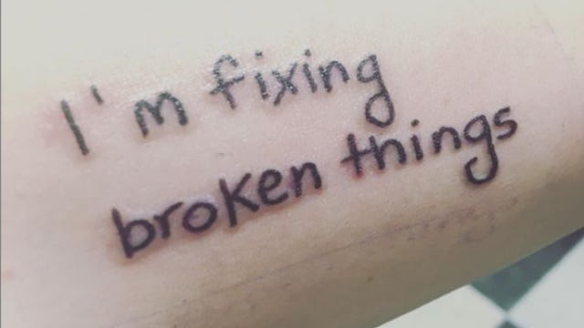 close-up of tattoo