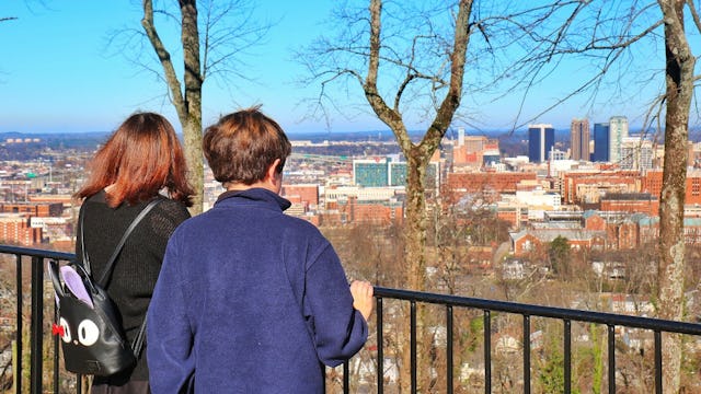 Two people sightseeing Birmingham, Alabama