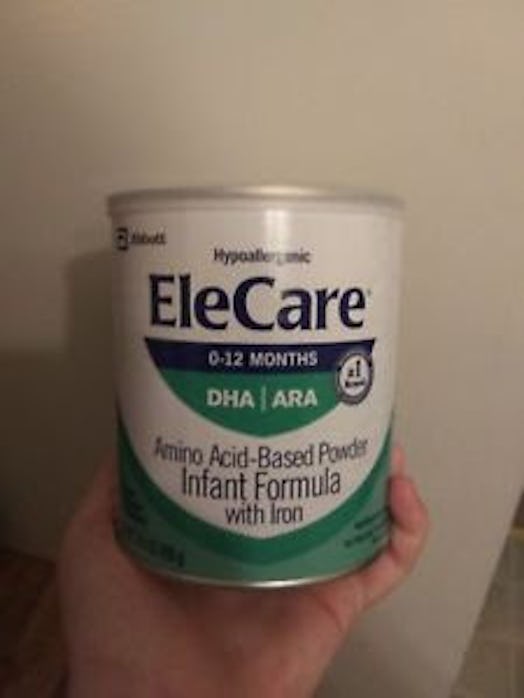 A can of EleCare hypoallergenic formula for infants 