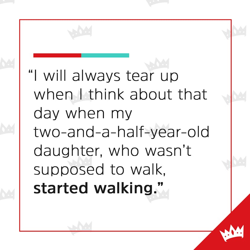 A quote about a girl who learned to walk despite the difficulties, written in black text with the Sc...