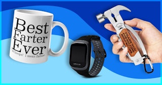 A Hammer, a smartwatch and a cup: three products from the collection of 51 recommended gifts for Fat...