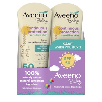 Aveeno Baby Mineral Sunscreen Lotion SPF 50, 2 Pack