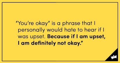 A quote about being upset with a yellow background