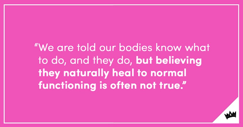 A quote on a pink background suggesting we should follow our body's natural way of healing 