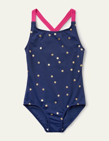 Boden Cross-Back Printed Swimsuit
