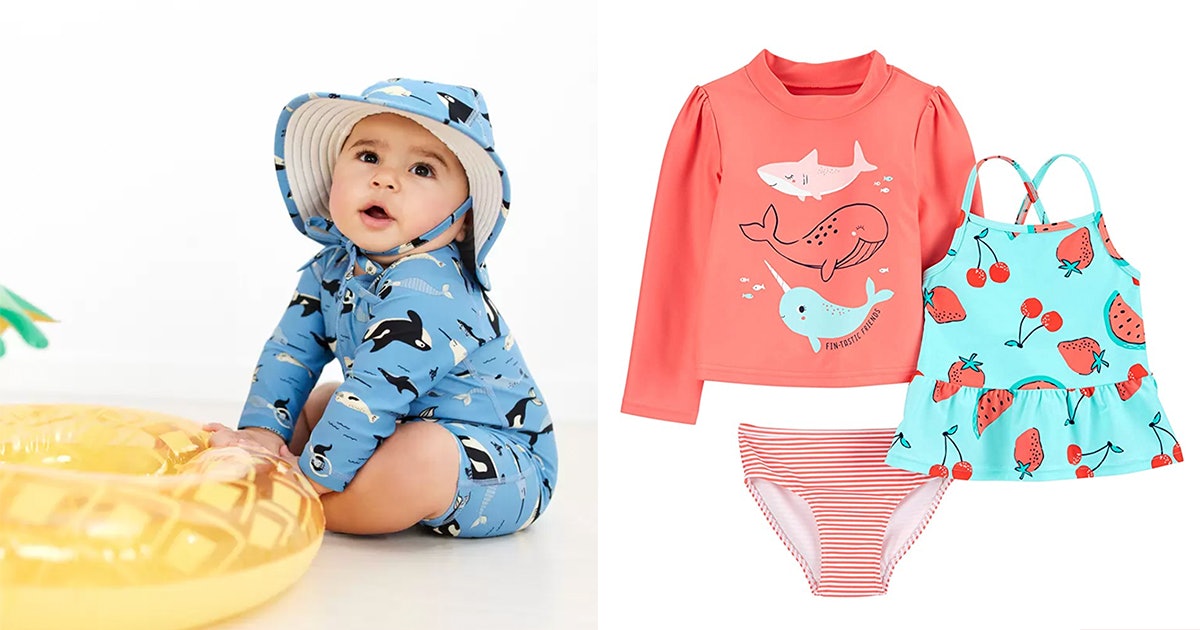 upandfast Baby Girl One Piece Swimwear Suits with Sun Hat Infant Swimsuits UPF 50 Sun Protection 