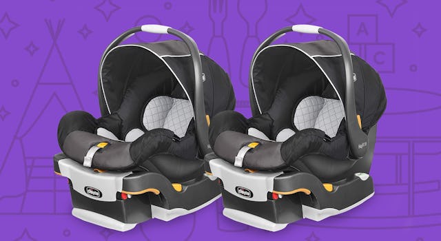 Two high-rated black KeyFit 35 ClearTex infant car seats