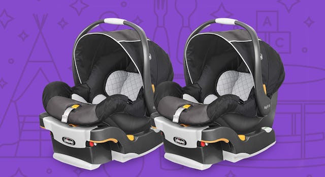 Two high-rated black KeyFit 35 ClearTex infant car seats