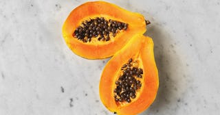 papaya cut in half