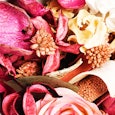 A bowl full of pink potpourri alamy