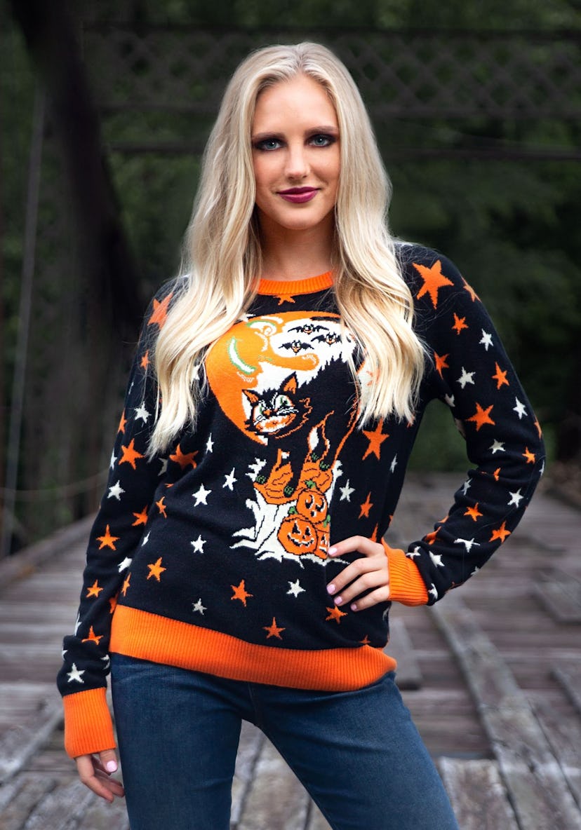 Adult Vintage Halloween Cat Halloween Sweater