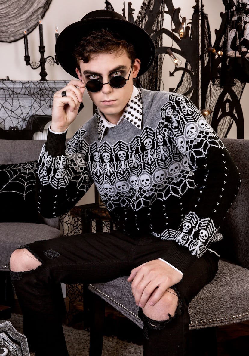 Black and White Skeleton Adult Ugly Halloween Sweater