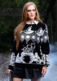 Adult Witch Spellcraft and Curios Ugly Halloween Sweater