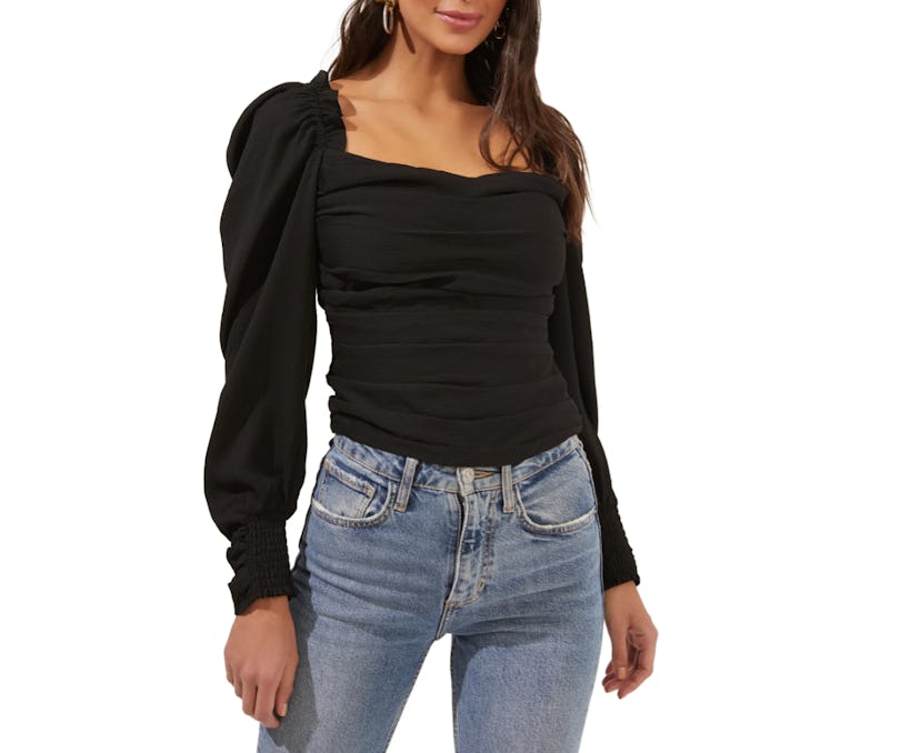 ASTR The Label Square Neck Puff Sleeve Top