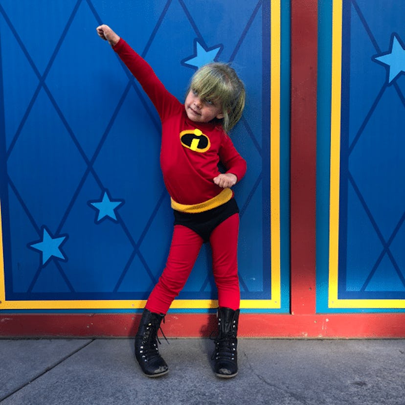 "The Incredibles" kids costume worn by a girl