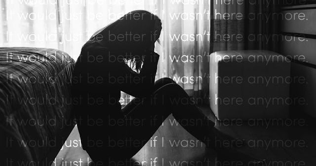 A silhouette of a woman sitting on a floor in front of a bed with the text "It would be better if I ...