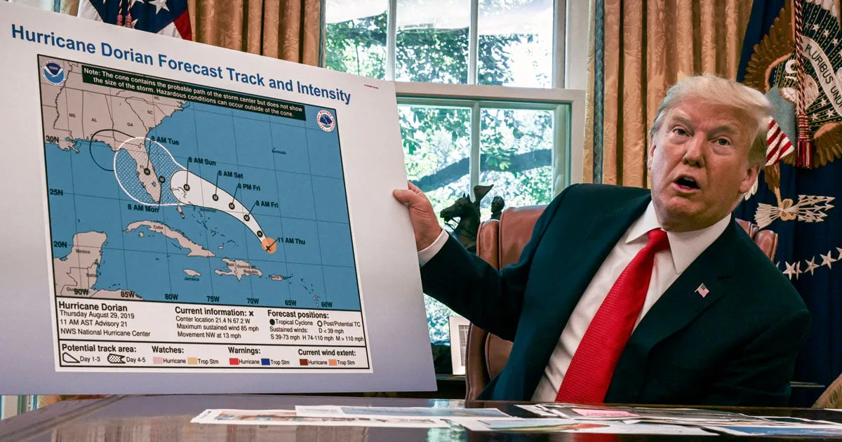 Trump Alters Forecast Map With A Sharpie To Support His False Dorian Claims