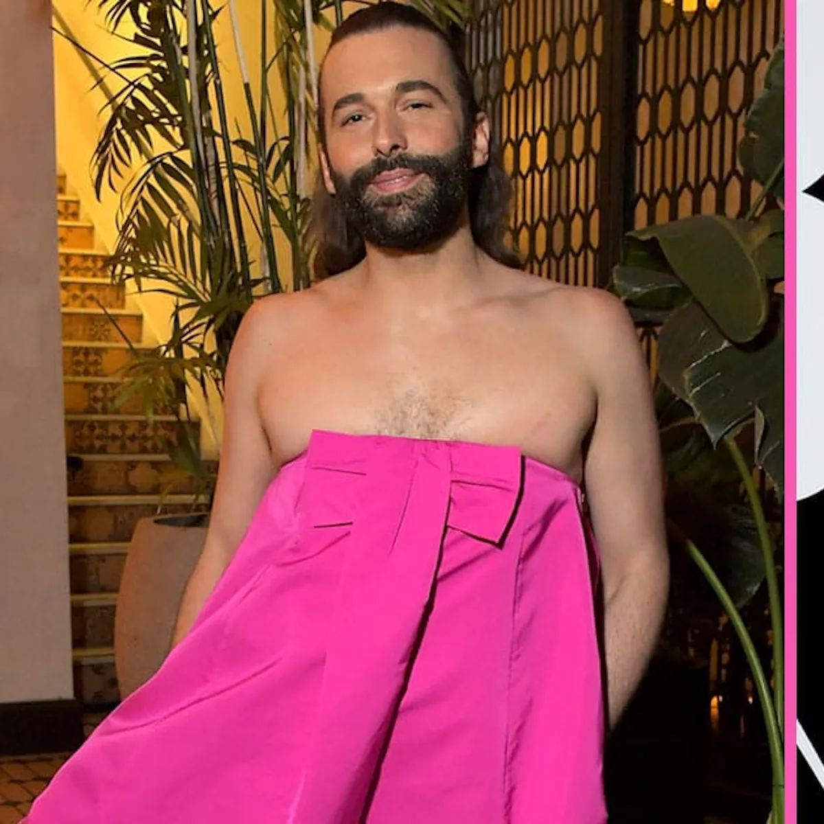 jonathan van ness pink dress Jameela Jamil and Jonathan Van Ness Wore the Same Pink Dress