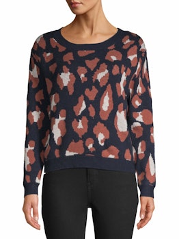 Dreamers by Debut Leopard Print Pullover Sweater