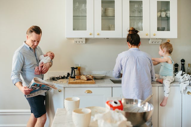 life after kids, family in kitchen