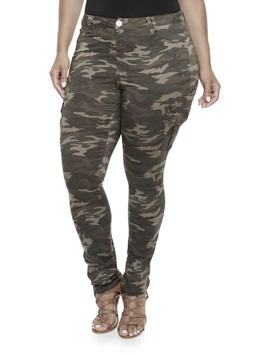 Jack David Plus Size Camouflage Cargo Stretch Skinny Jeans