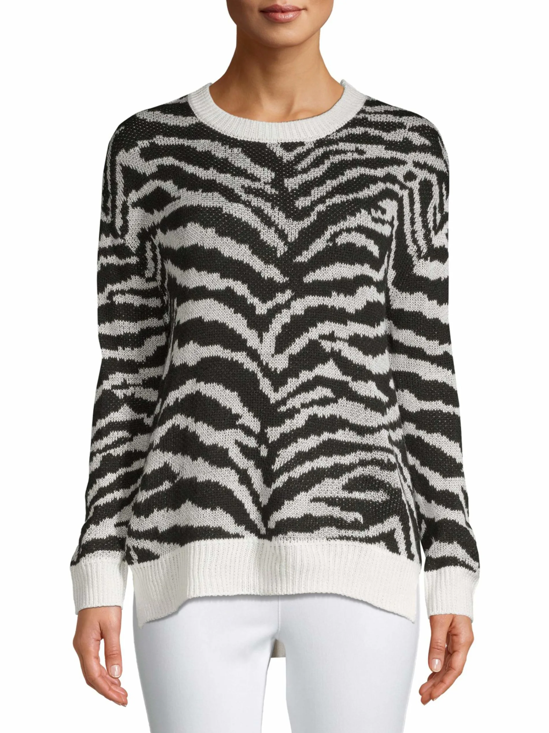 A Zebra Print Pullover Sweater