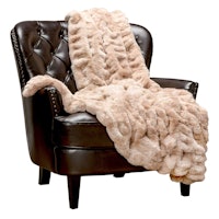 CHANASYA Ruched Luxurious Faux Fur Throw Blanket