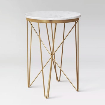 Marble Top Round Table Gold