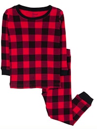Leveret Kids Pajamas in Red & Black Plaid