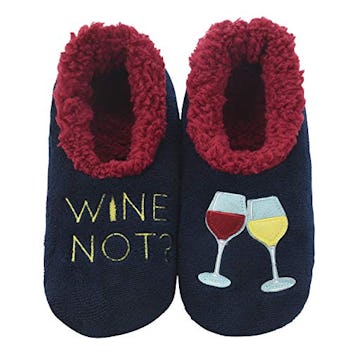 SNOOZIES Womens Classic Splitz Applique Slipper Socks 