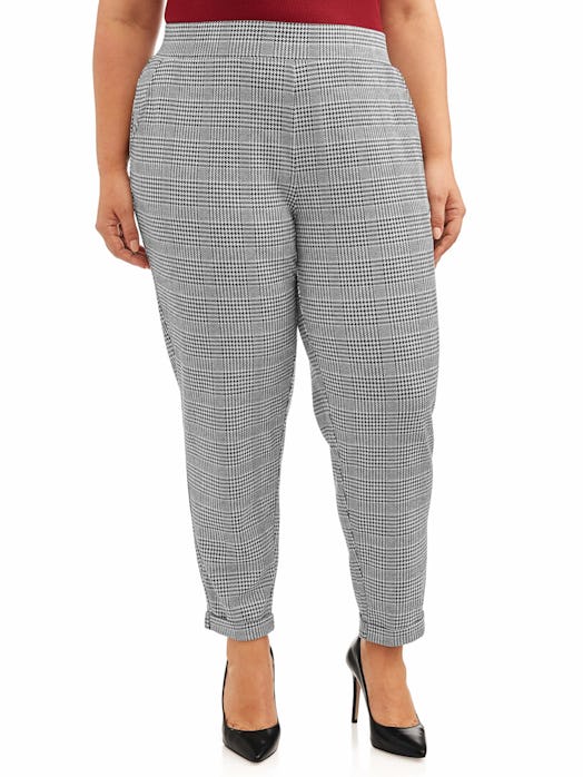 Terra & Sky Plus Size Printed Double Knit Tapered Pant
