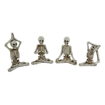 Zeckos 4 Pc. Bone Stretchers Skeletons in Yoga Poses Decorative Statue Set