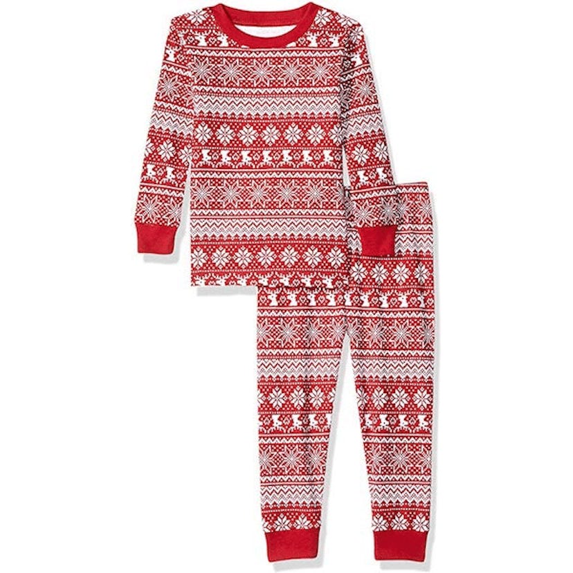 Amazon Essentials Toddler & Baby Red Snowflake Pajamas Set