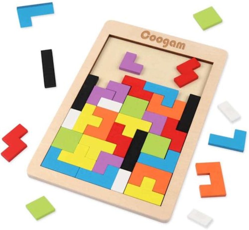 Coogam Wooden Tetris Puzzle Brain Teasers Toy