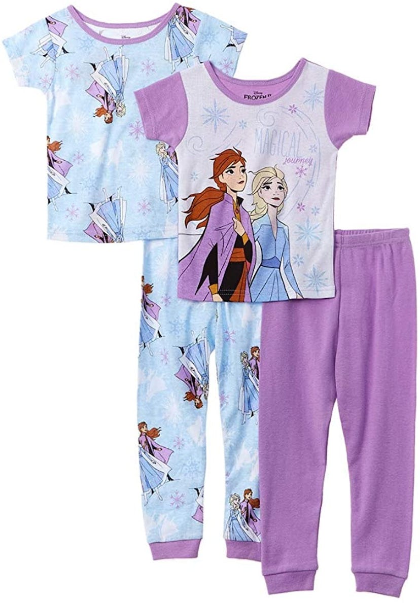 Disney Girls' Frozen 4-Piece Cotton Pajama Set