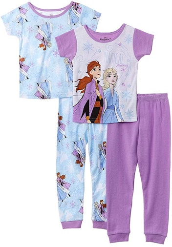 Disney Girls' Frozen 4-Piece Cotton Pajama Set