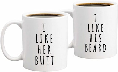 i like his beard i like her butt mugs gifts for couples