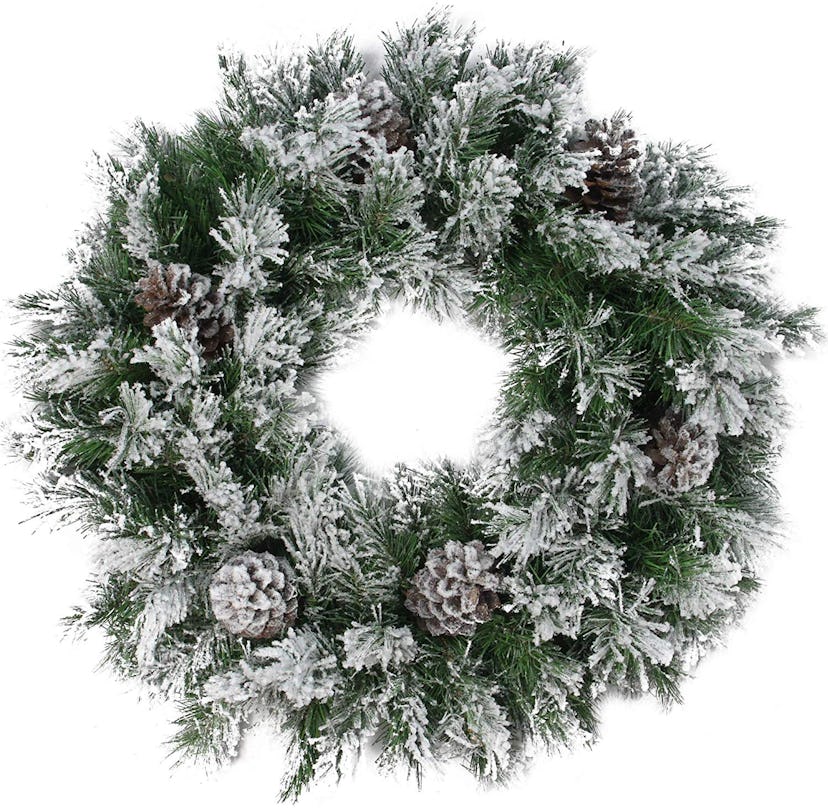 northlight 24 inch flocked angel pine best artificial christmas wreaths