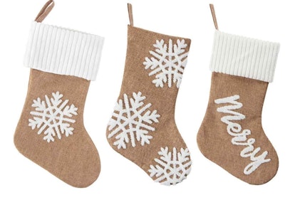 set of three burlap best christmas stockings